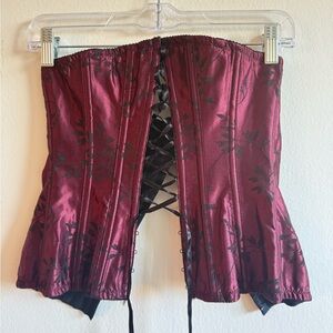 Victoria's Secret Dark Red Floral Lace-Up Bandeau